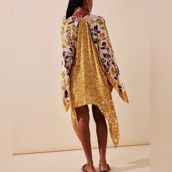 Free People Kimono Top Women One Size Open Front Duster Floral Marley Boho P - Picture 3 of 9